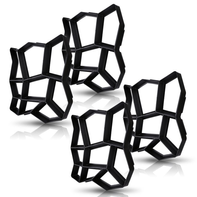 4 piezas Molde de hormigón reutilizable de plástico: para pasillos, terrazas y patios exteriores, anticorrosión y fácil de usar