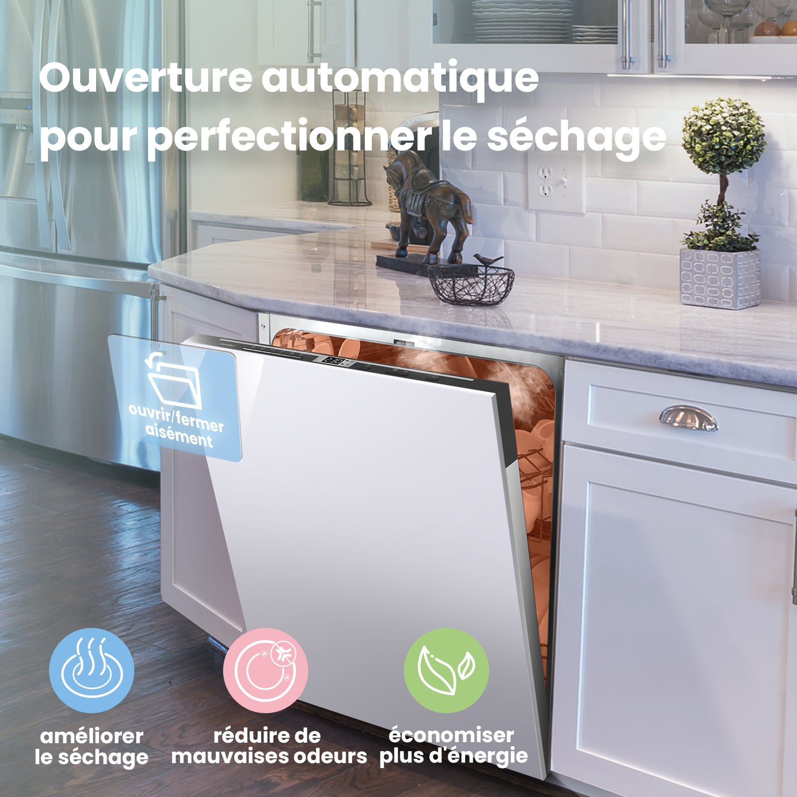 Lave vaisselle encastrable COMFEE 60cm intégrable 14 couverts - 44dB - 8 programmes -Énergétique D - 7