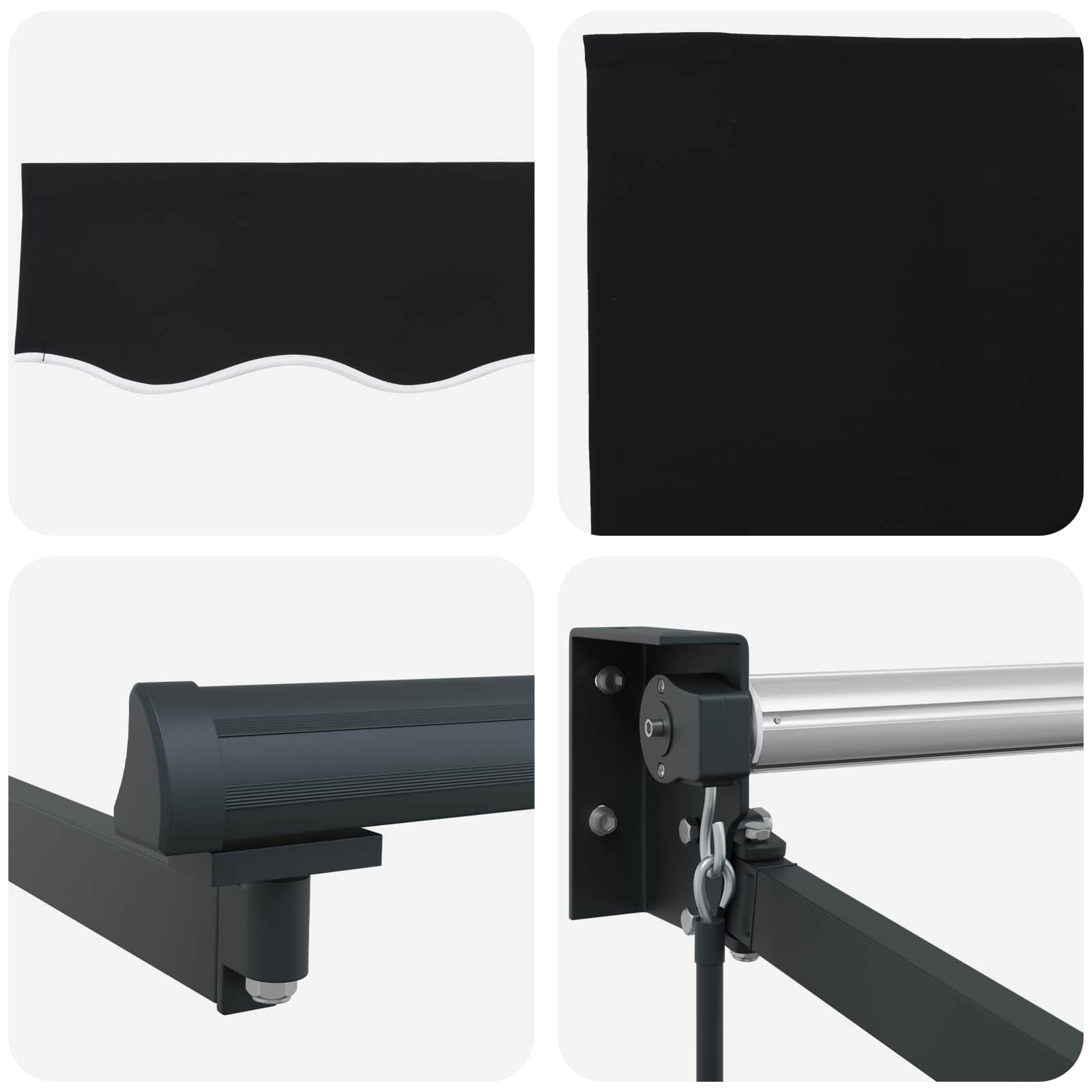 Toldo Retrátil Manual Preto 300x250 cm - Sombra Elegante para Espaços Externos - 8