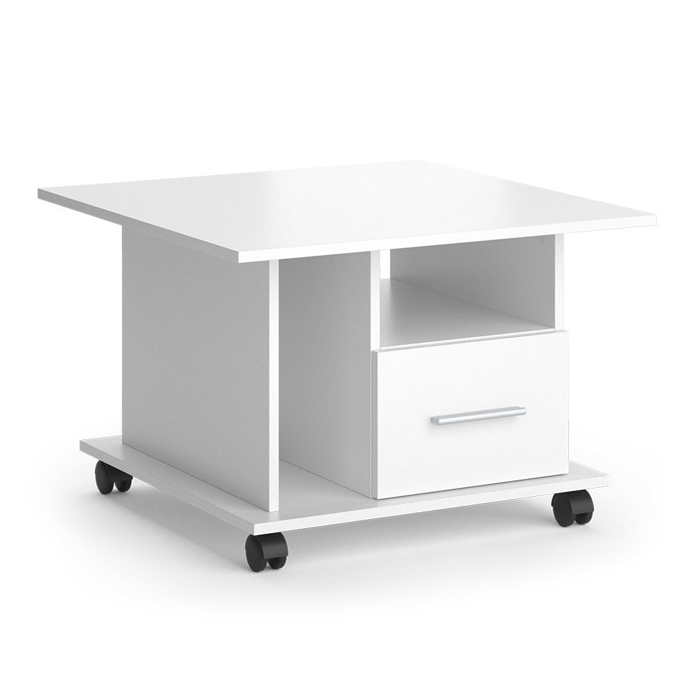 Vicco Table Basse Paul Chêne Blanc/Force De L'Or - 90x48cm, Design Moderne Avec Plateau Pivotant Et Rangement