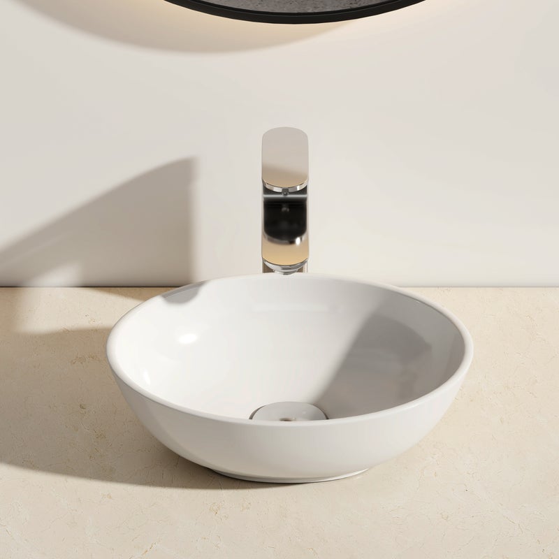 EMKE Umywalka nablatowa 35×27×11 cm, Owalna Umywalka ceramiczna łazienkowa, brylantowa biel