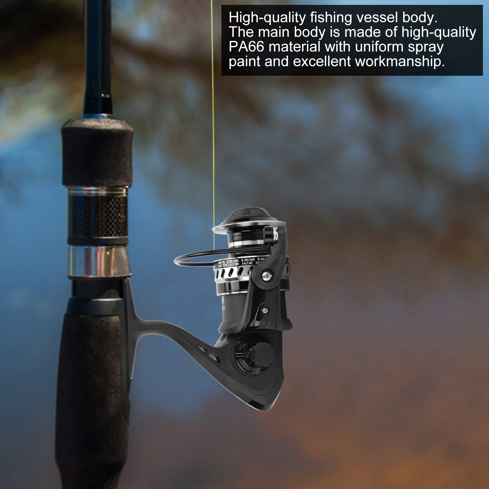 Accessorio per la pesca con zattera a dondolo con canna da pesca portatile in metallo con lenza da pesca (LS5000 argento nero) - 7