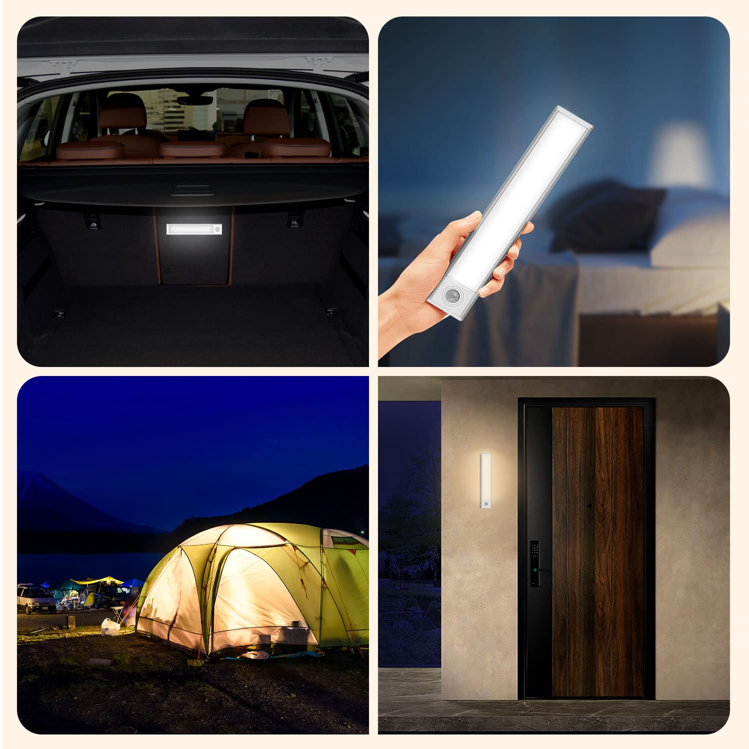 2 tiras LED ultrafinas recargables con sensor de movimiento y montaje magnético, negras, 40 cm, para armarios y roperos. - 7