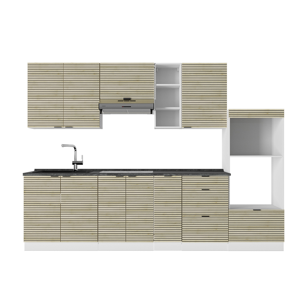 Vicco Aneks kuchenny Fame-Line, Panel dębowy/biały, 280 cm , BP Antracyt