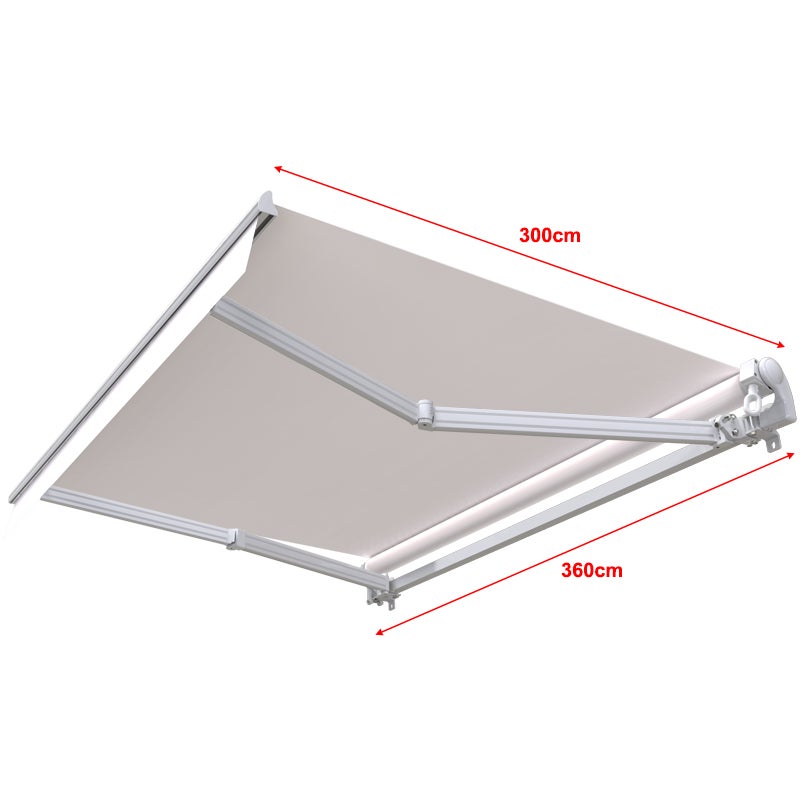 Store banne manuel 3.6 x 3 m Monobloc pour terrasse - Écru - 3