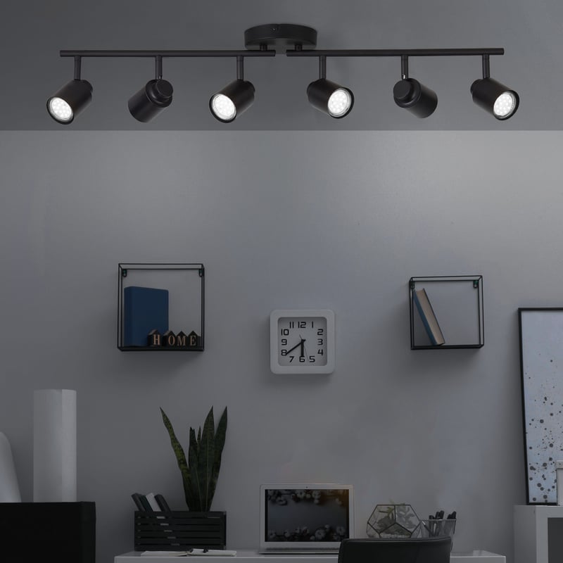 INSPIRE - Lampa sufitowa TEKLA 6-punktowa - Nowoczesna lampa sufitowa - 6 x GU10 - Głowice uchylne - Dł. 76 cm - W. 15 - IP20 - Metal matowy - Czarny