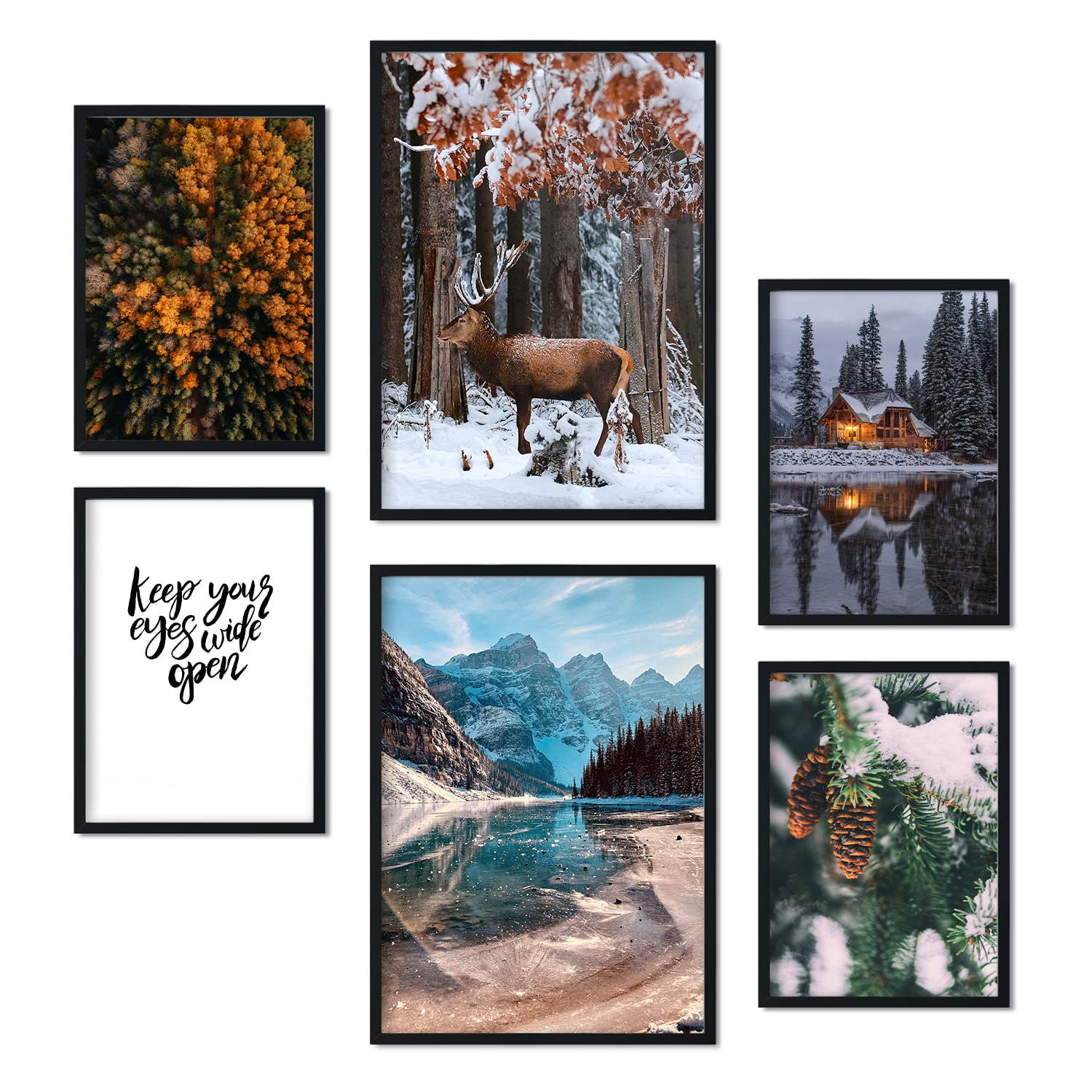 6 posters fotográficos lago helado en invierno impresión de arte mural para decoración artística de paredes del hogar a3 y a4