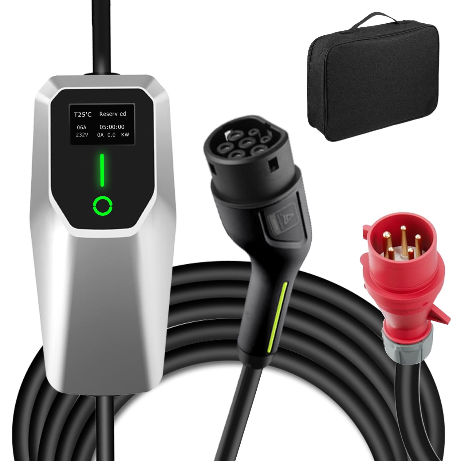 EV Chargeur 11kw Prise CEE 5M 380V 6A-16A Courant Commutable Type 2 ...