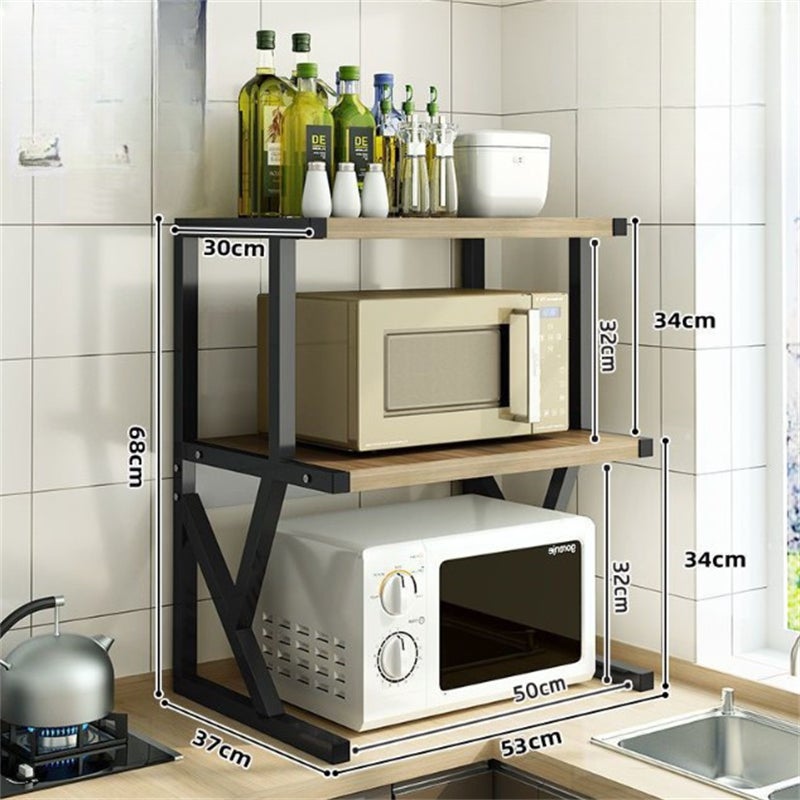 Étagère de Cuisine à 3 Niveaux – Rangement Multifonction en Métal Noir Renforcé pour Micro-ondes et Appareils-53*37*68cm - 6