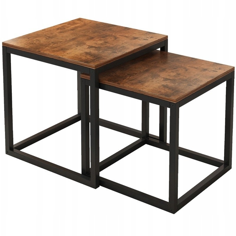 Stolik kawowy 2w1 kwadratowy loft zestaw stolików salonu