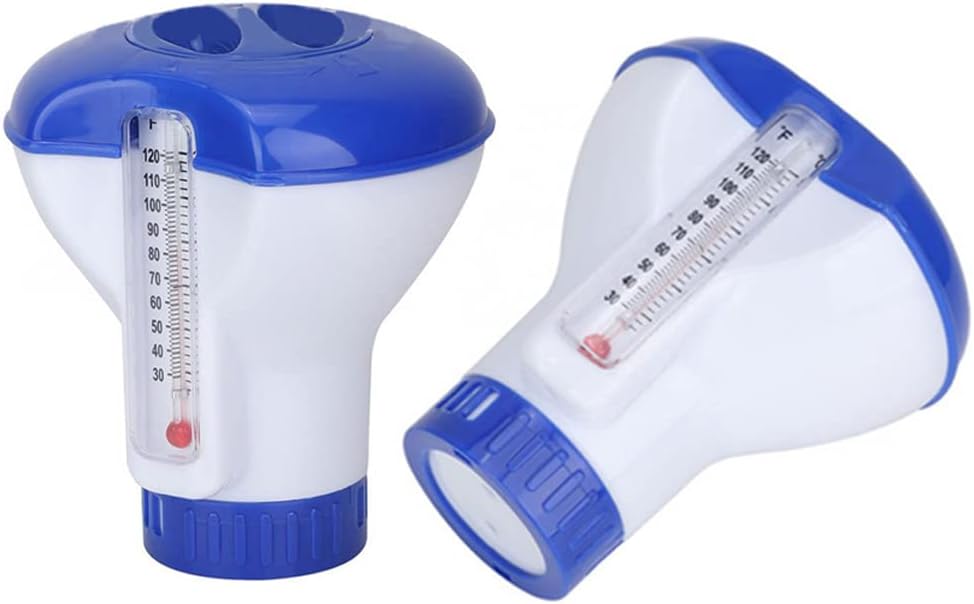 Pływający dozownik tabletek chloru, 2 sztuki, do basenów wewnętrznych i zewnętrznych, jacuzzi, wanien z hydromasażem i stawów rybnych