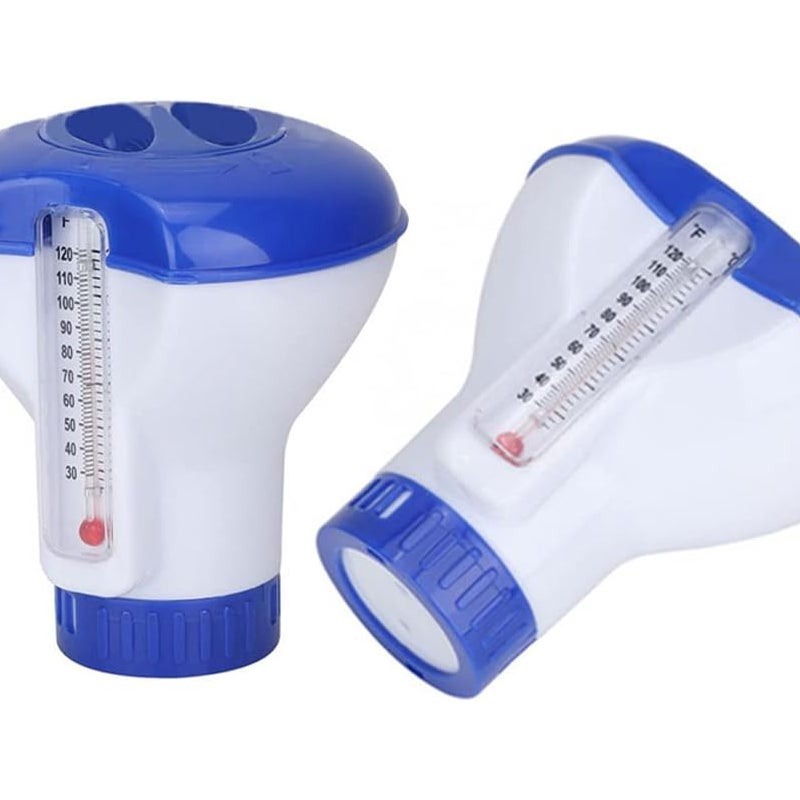 Pływający dozownik tabletek chloru, 2 sztuki, do basenów wewnętrznych i zewnętrznych, jacuzzi, wanien z hydromasażem i stawów rybnych