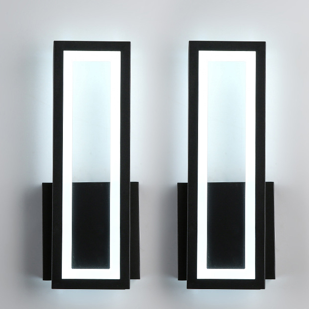 Zestaw 2 lampek ściennych LED, nowoczesna lampka nocna, kinkiet LED, oświetlenie dekoracyjne do wnętrz, białe światło 6000K