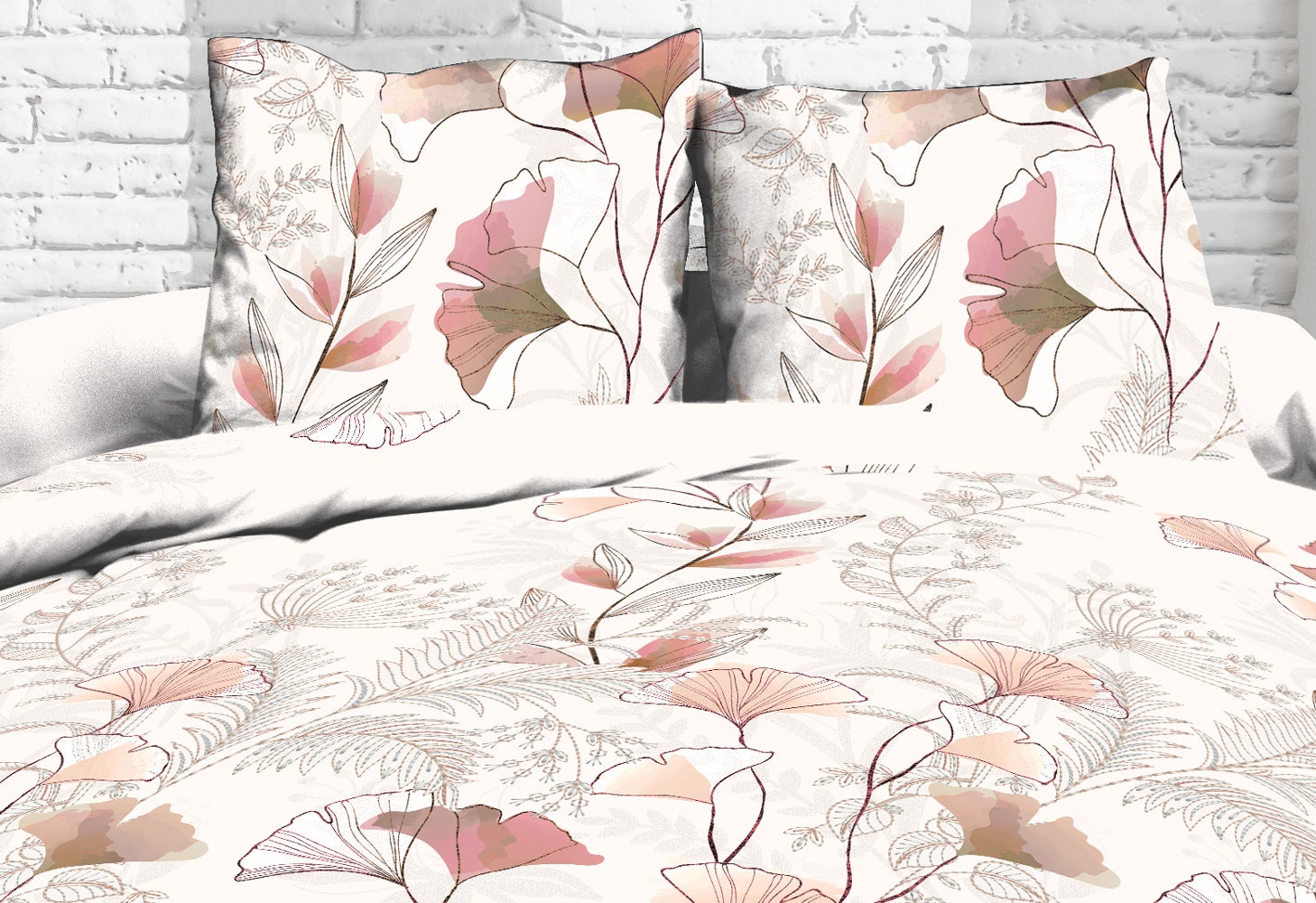 Parure Drap plat + drap-housse 140x190 + 2 T - Pur coton 57 fils - Kyoto - 3