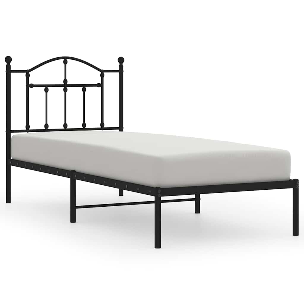 Łóżko Metalowe Czarne Rama Łóżka Ze Stelażem Do Pokoju Sypialni 80x200 cm