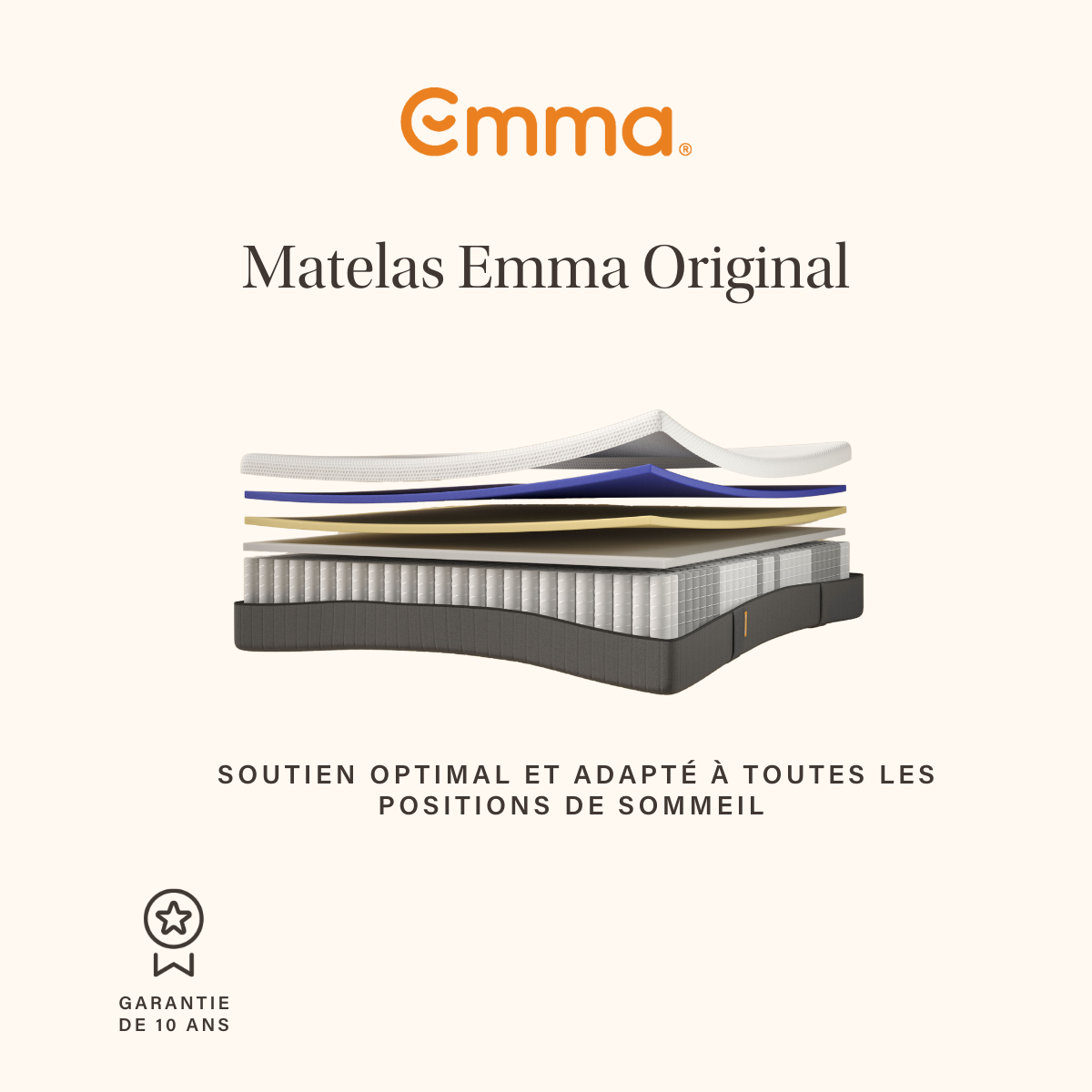 EMMA | Matelas Original 180x200 | Mémoire de Forme + Ressorts | MEILLEUR CHOIX Emma | Dos Apaisé | Soutien Et Respirabilité | 25cm | Edition 2025 - 2