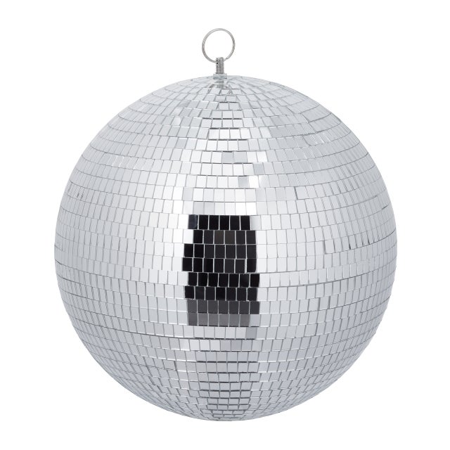 Boule à facettes décorative à suspendre, ø 30 cm, grande boule de fête en mousse et verre avec œillet métallique, argentée, Relaxdays