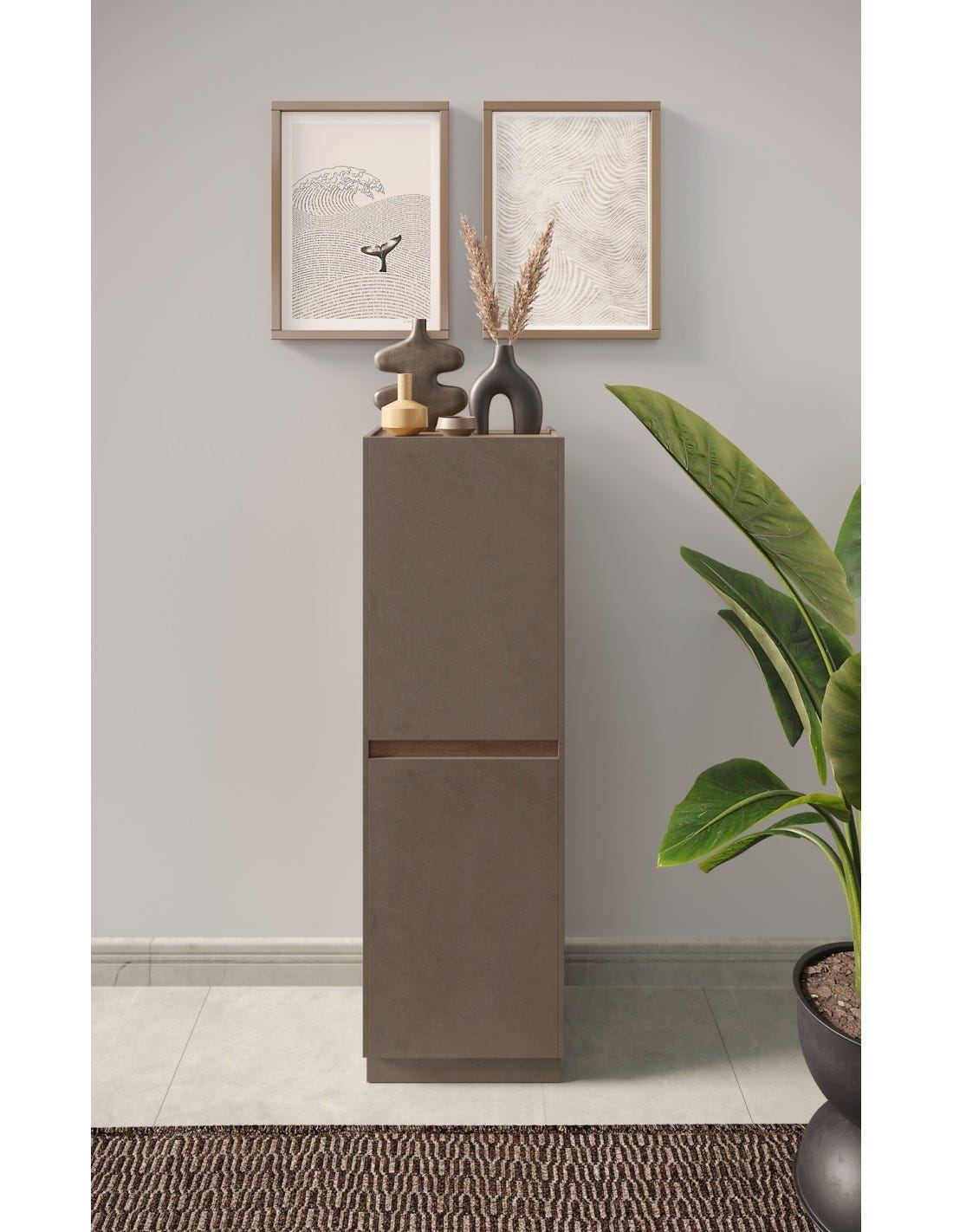 Meuble Ranegment Meuble de rangement design 2 portes collection FANZY. Coloris marron et ...