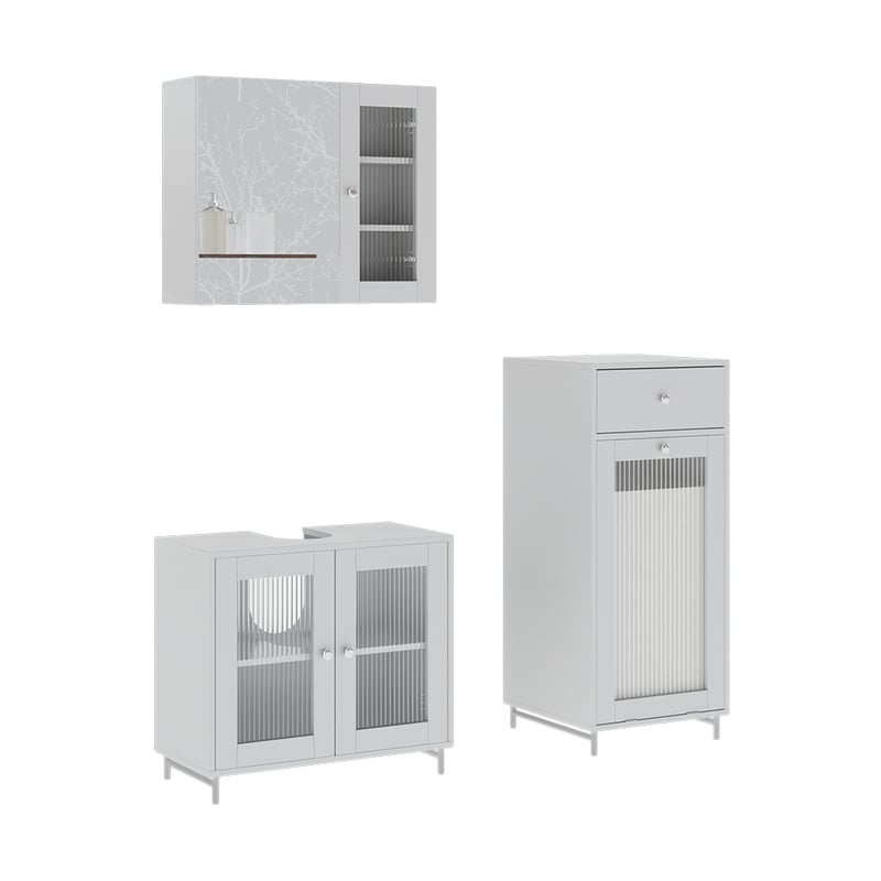 Vicco Zestaw mebli łazienkowych Malte, Biały, 3 części