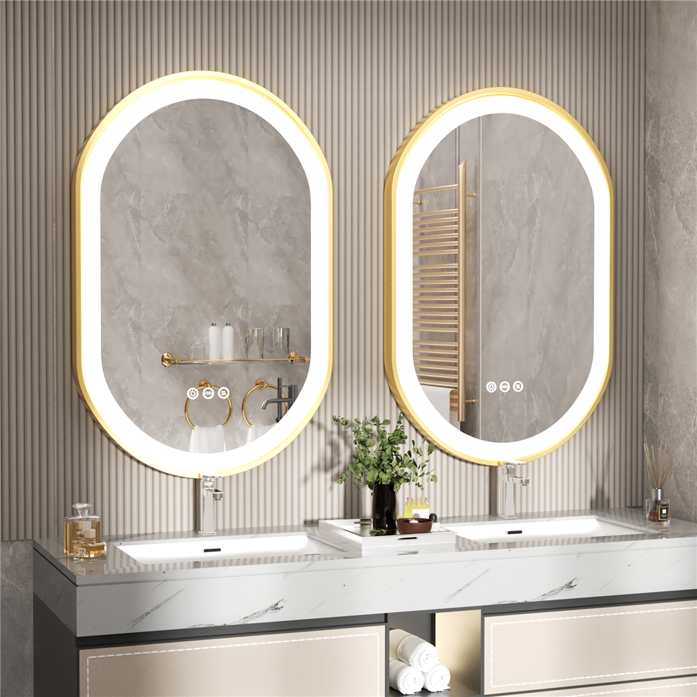 Miroir Salle de Bain LED 80x50cm Miroir Mural Ovale Anti-Buée 3 Couleurs Réglables+Mémoire+Tactile - 2