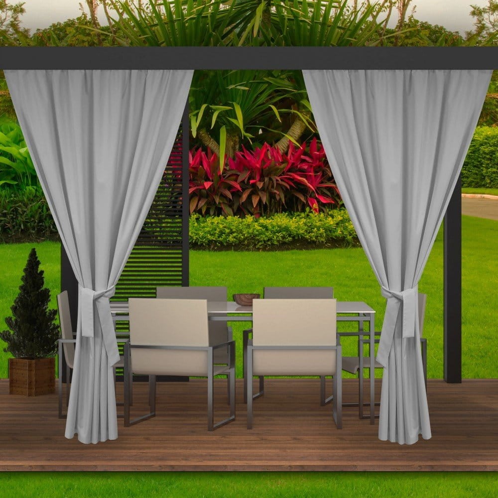 Cortinas de exterior 2x 155x220cm, cortinas de exterior gris, cortina para balcón, cortina de exterior para terraza, cortina de pérgola impermeable