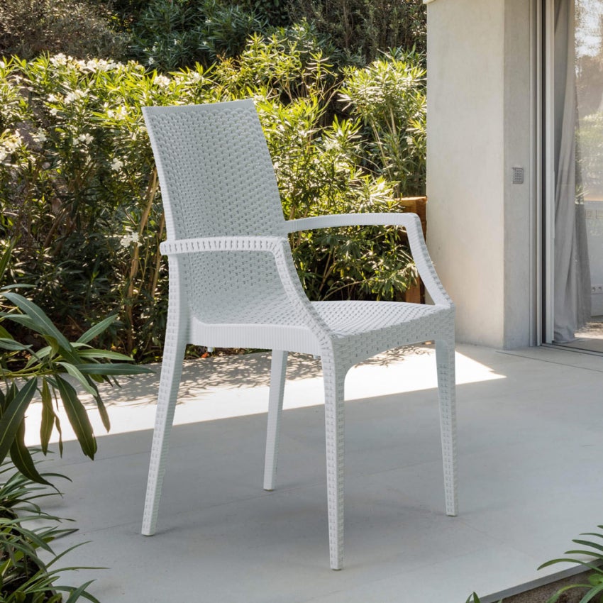 Sedie poltrona con braccioli bar giardino Poly rattan Bistrot Arm