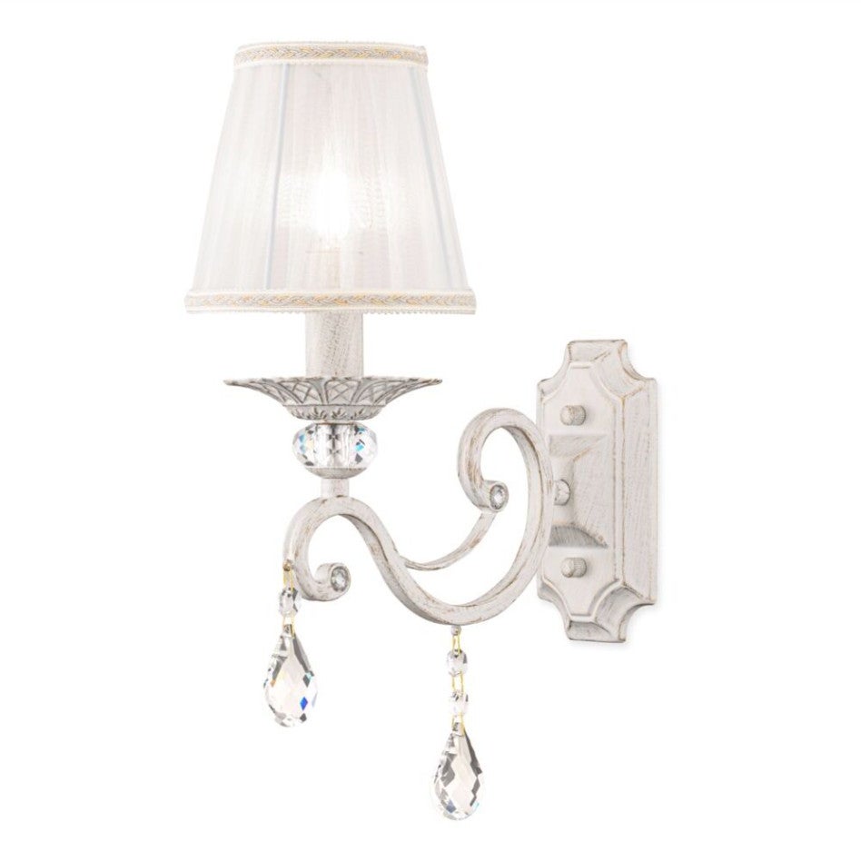 Kinkiet ścienny Grace biały 1xE14x40W styl klasyczny wym: 39 x 12 x 27 cm tkanina IP20 Maytoni