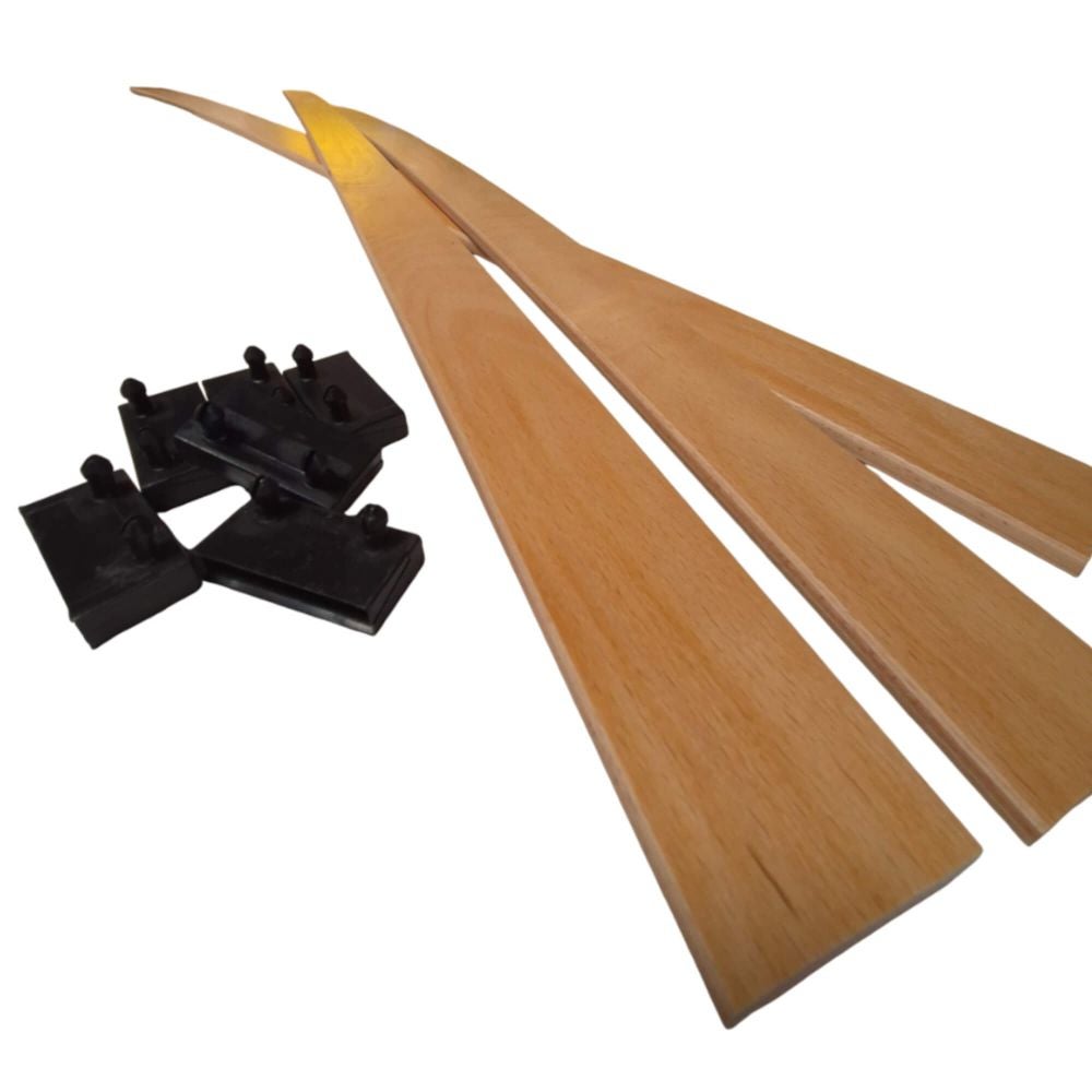 Lot De 3 Lattes Bois + Embouts 1400x53x9mm Spécial BZ Convertible Sommier - Réparation Éco-responsable