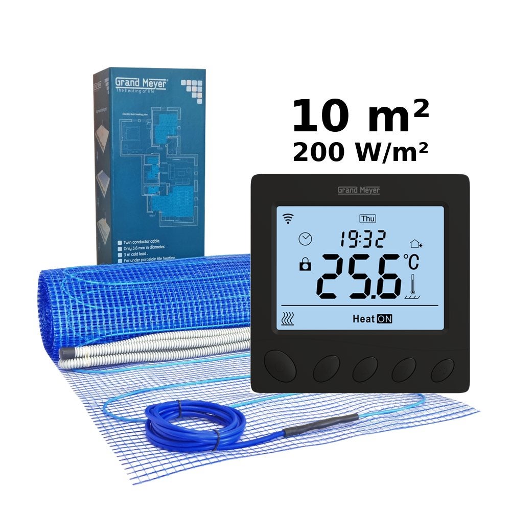 Zestaw do ogrzewania podłogowego 10 m², 200 W/m² + termostat W390 Wi-Fi programowalny