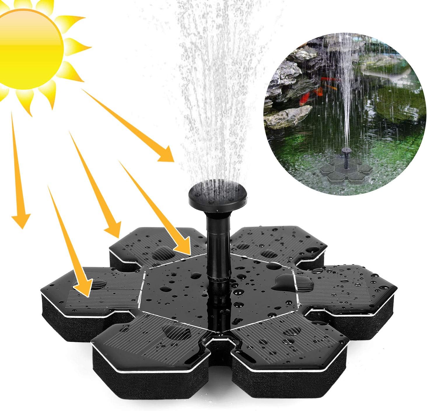 Fontanna solarna zewnętrzna z panelem słonecznym 1,5 W