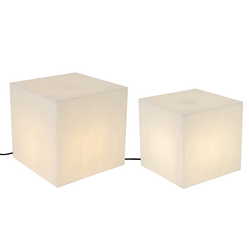 Zestaw 2 lamp podłogowych zewnętrznych białych 30 i 38 cm kwadratowych IP44 - Nura