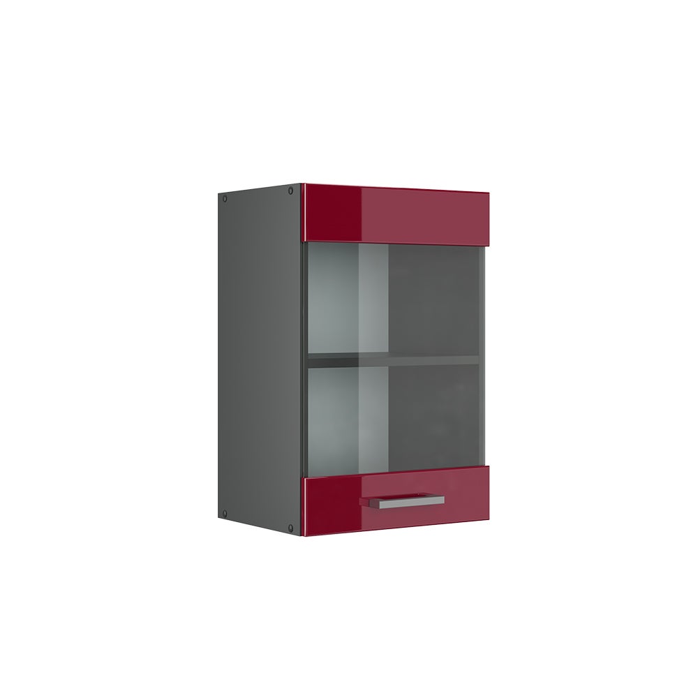 Vicco Szklana szafka kuchenna R-Line, Czerwony połysk, 40 cm