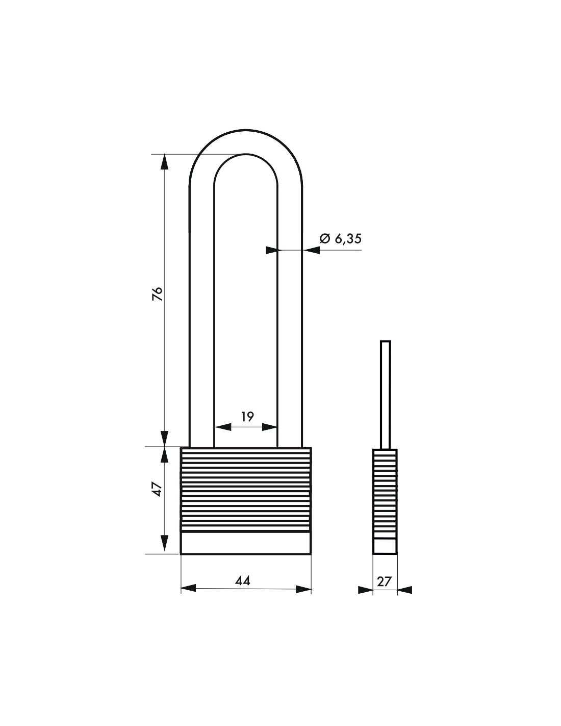 THIRARD - Cadenas à clé Fédéral Lock Protector, extérieur, acier, anse haute, double verrouillage, 44mm, 2 clés - THIRARD - 2
