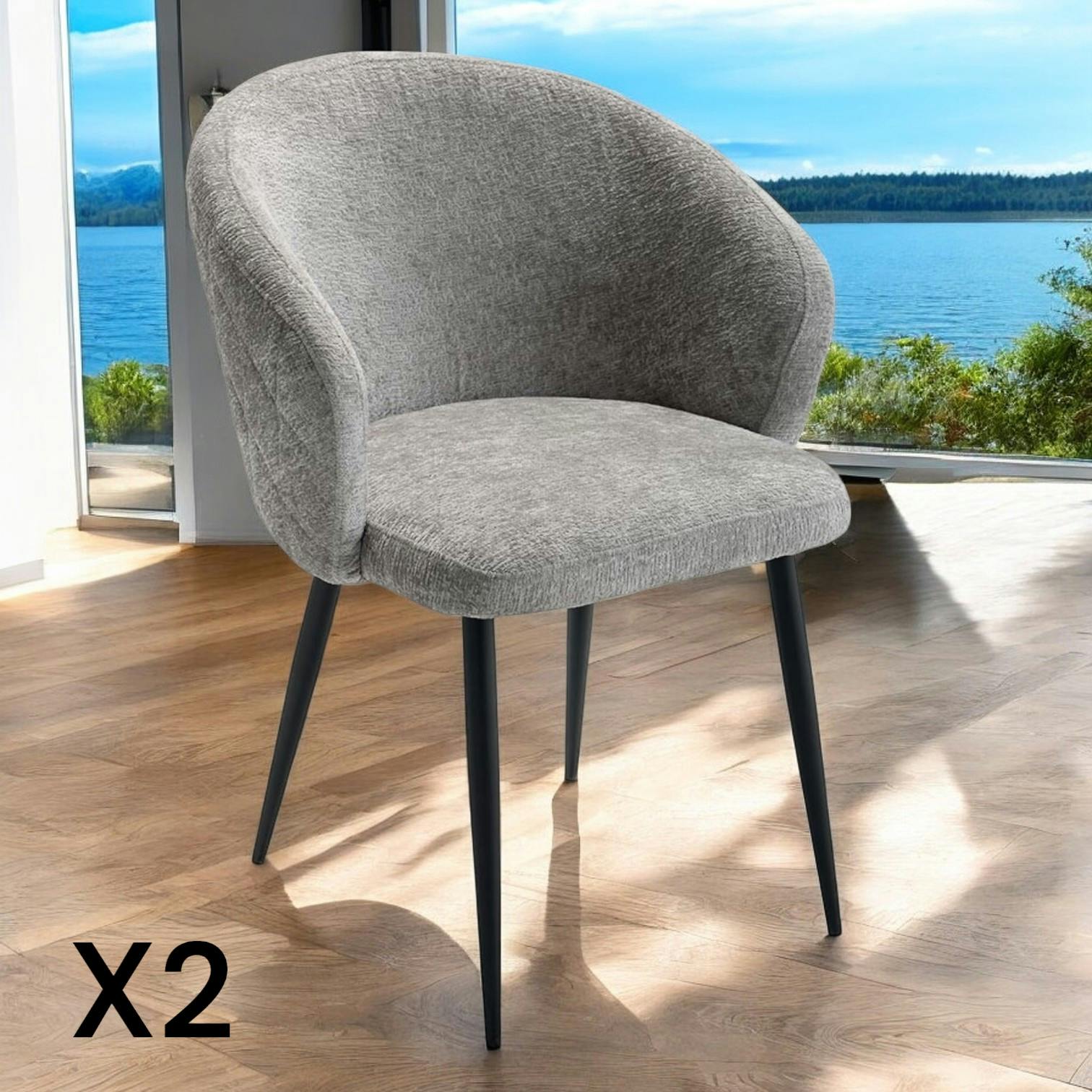 Chaise dossier rond tissu gris (lot de 2) IENA | Leroy Merlin