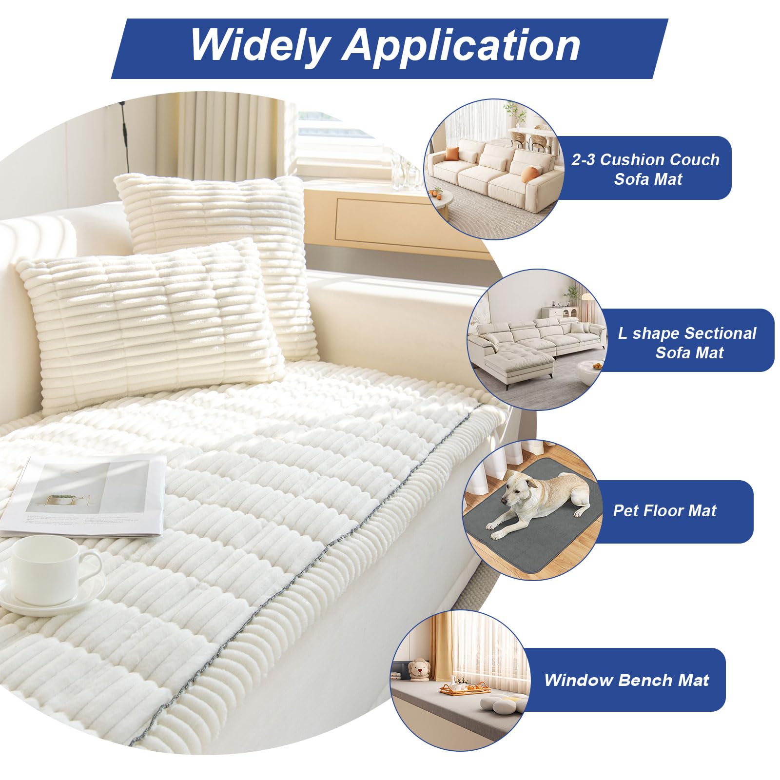 Protège-canapé antidérapant et adapté aux animaux de compagnie, avec un design à volants, adapté au canapé modulaire 70*150cm - 2