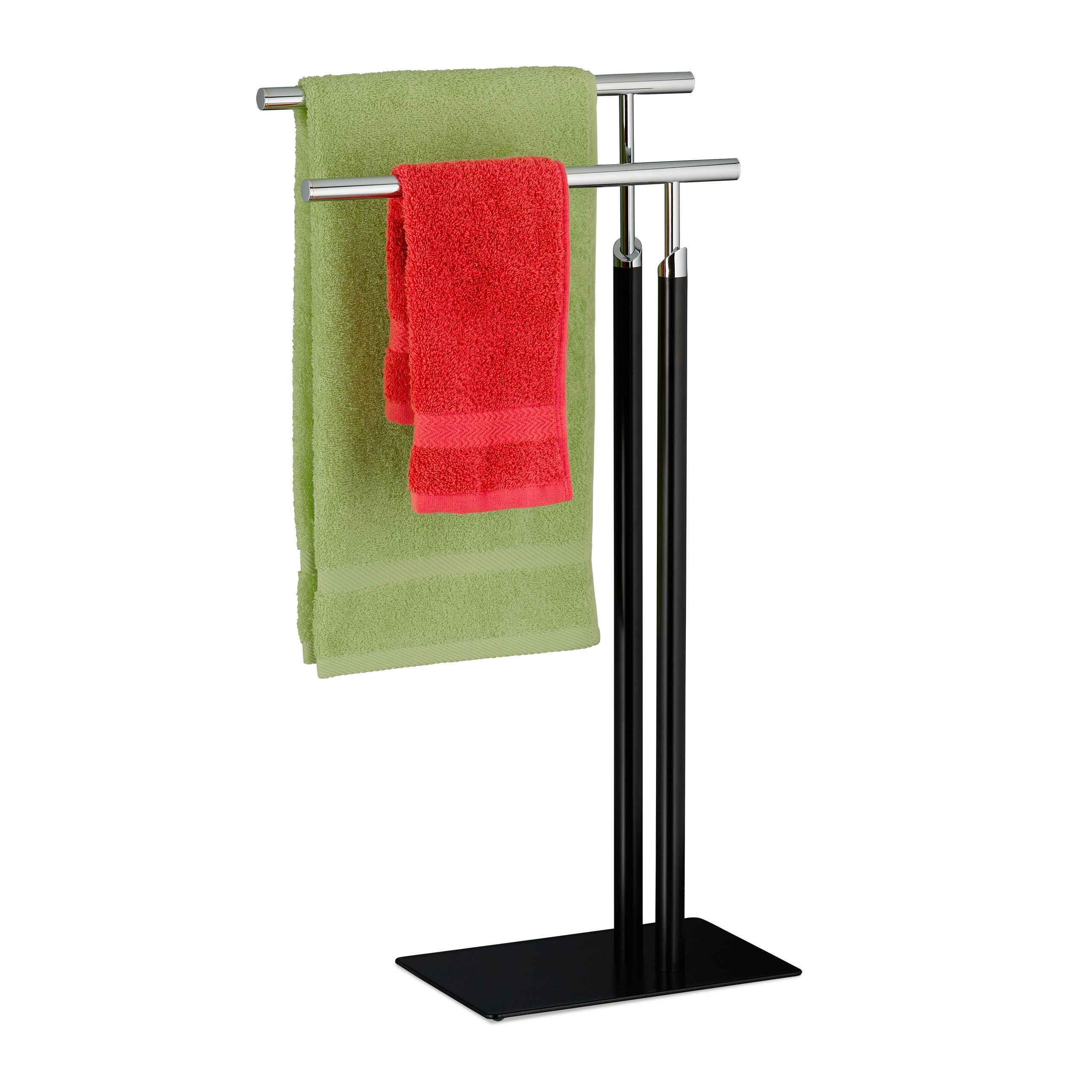 Relaxdays Porte-Serviettes, Deux Barres, H X L X P : 31 X 28,5 X 12 Cm, Pour La Salle De Bain Et La Cuisine, Noir