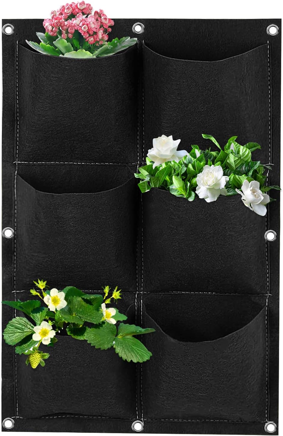 Wisząca torba na rośliny do ściany, 6 kieszeni, pionowe torby filcowe do sadzenia, torby do uprawy montowane na ścianie, kieszeń na kwiaty ogrodowe do
