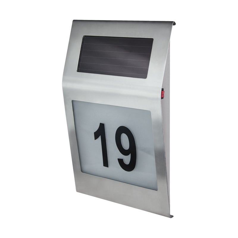 Kinkiet solarny NUMERO LED 0.12W Zimna biel 3lm chromowany wym:30x20x4,8cm IP44 Struhm