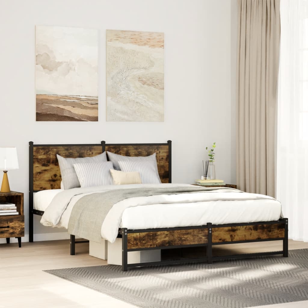 Łóżko Metalowe Czarne Rama łóżka Ze Stelażem Łóżko Do Sypialni Pokoju 140x200 cm
