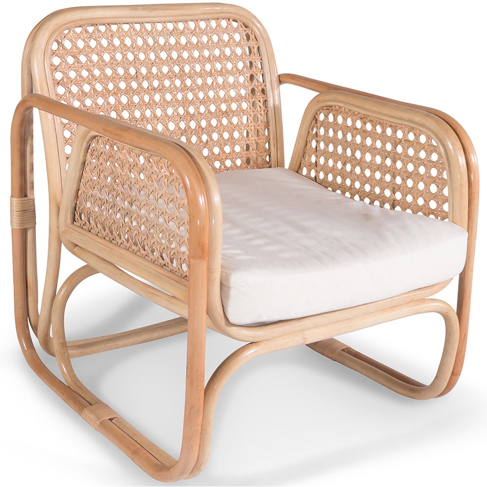 Fauteuil en rotin avec accoudoirs, design Boho Bali - Leta Blanc ...