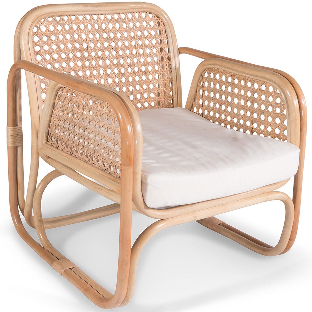 Fauteuil en rotin avec accoudoirs, design Boho Bali - Leta Blanc ...