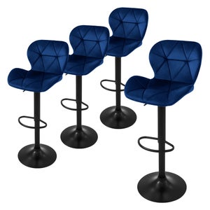 Set 4 Sgabelli Da Bar Con Schienale In Tessuto E Poggiapiedi – Altezza 66 Cm, Acciaio Verniciato, Base Antiscivolo, Per Cucina E Bistrot, Grigio