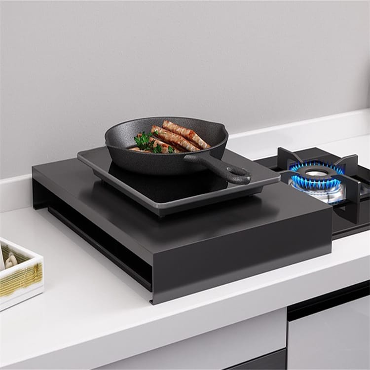 Étagère de cuisine noire, support pour plaque à induction, couvercle de cuisinière, 35×48×7 cm, épaisseur 10 mm - Noir - 2