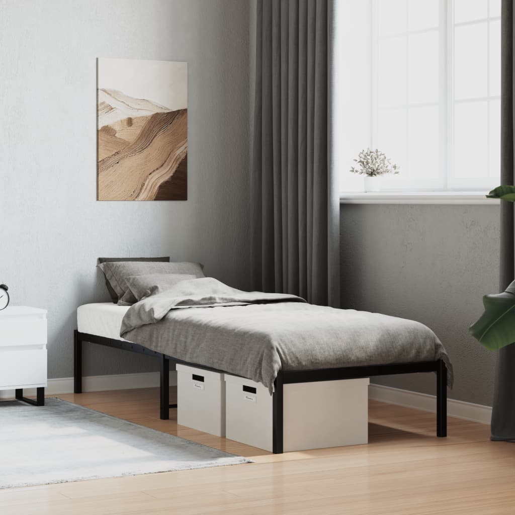 Vidaxl Estructura De Cama Sin Colchón Metal 75X190 Cm Negro , Leroy Merlin