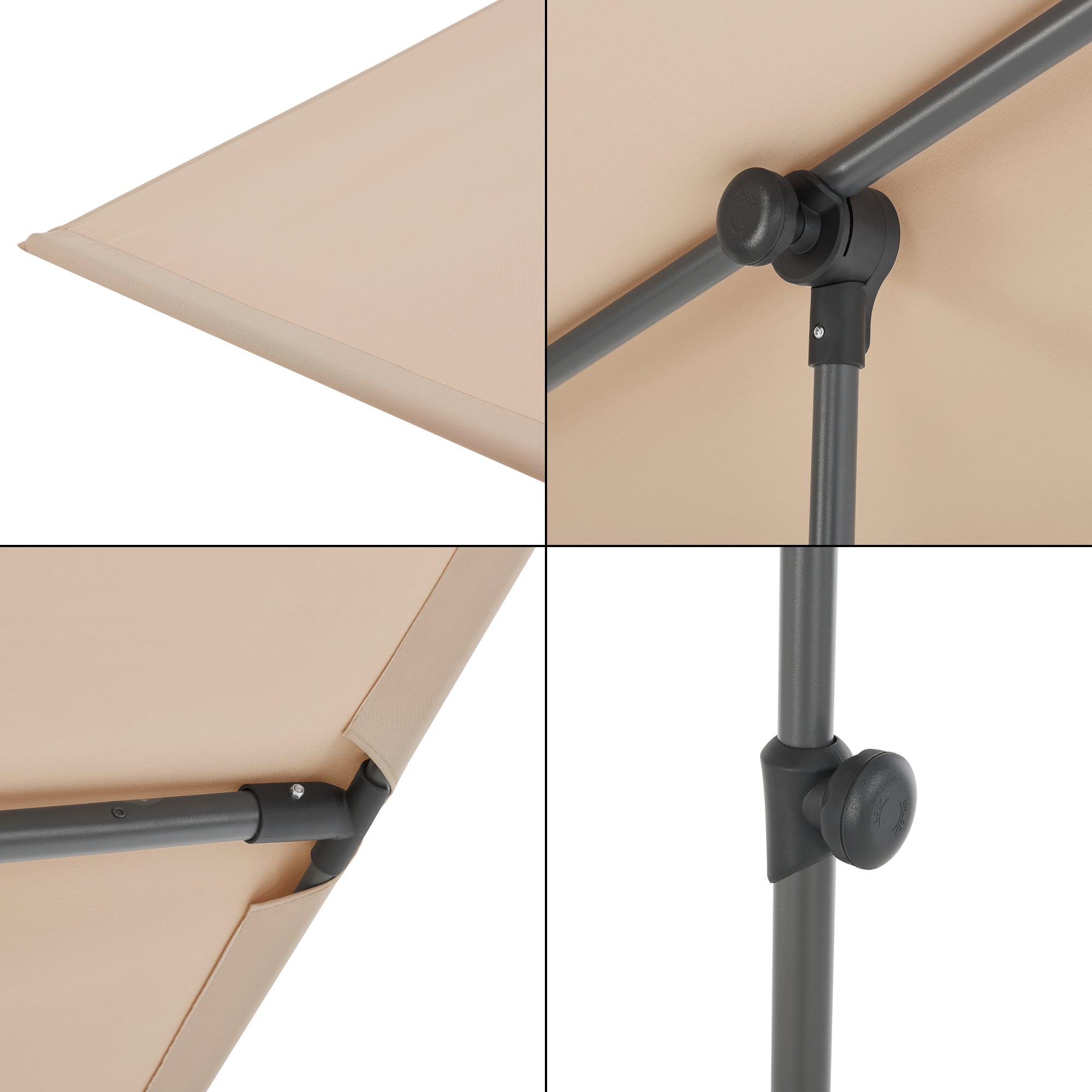 Parasol Carsoli inclinable à 360° rectangulaire 180 x 130 cm sable [pro.tec] - 7