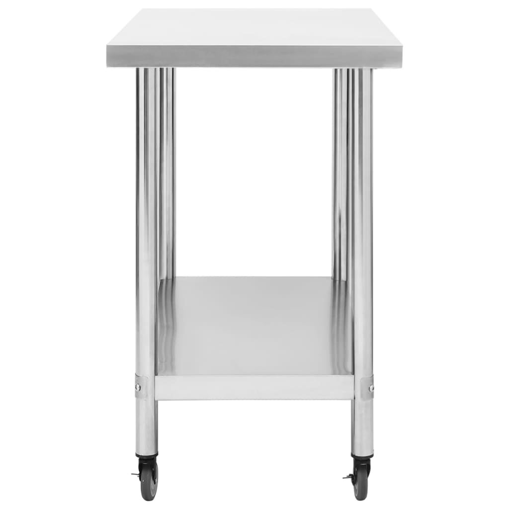 Mesa de trabalho de cozinha c/ rodas aço inoxidável 100x30x85cm CFW288978 - 4