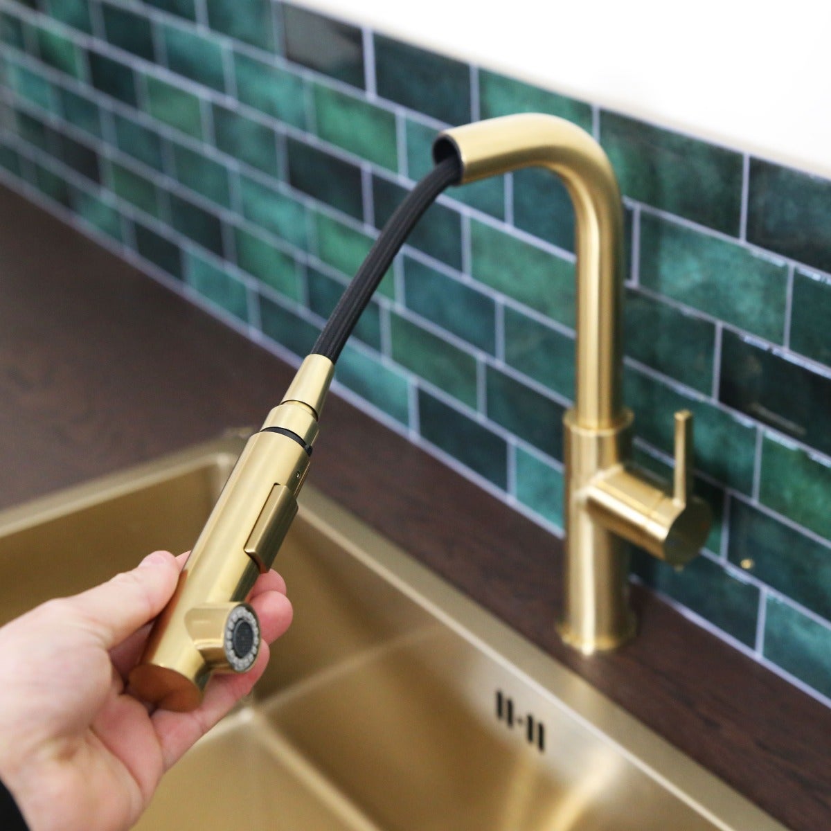 Pure II mitigeur évier à douchette extractible or brossé - 5