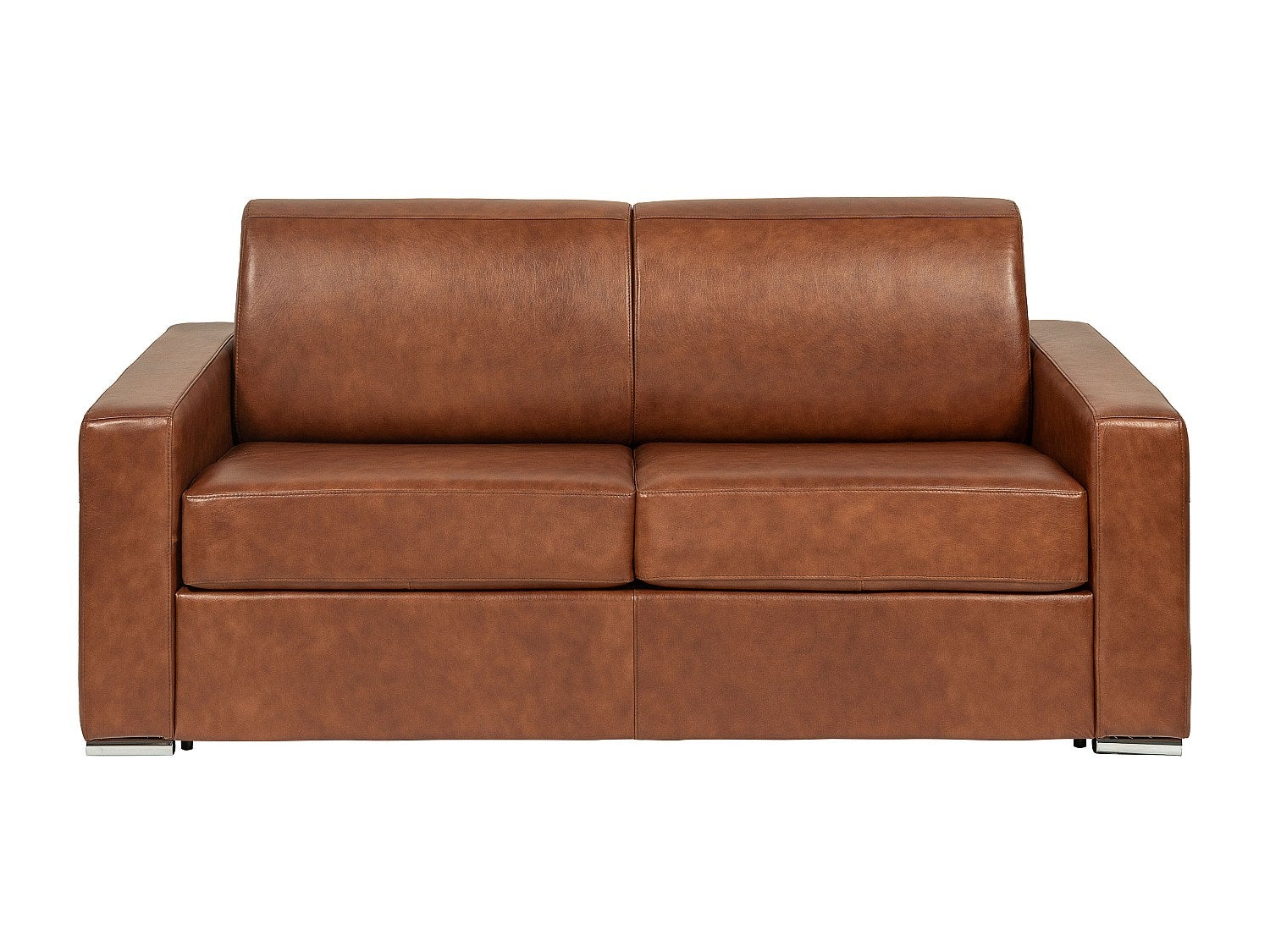 Kanapa rozkładana 3-osobowa z karminkowej skóry bawolej vintage - Spanie 140 cm - Materac 14 cm CALITO
