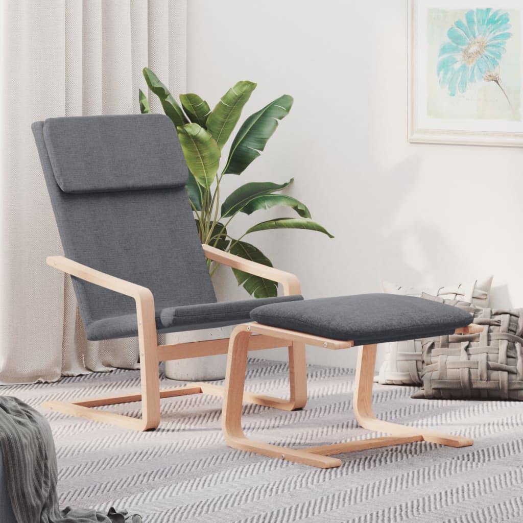 Chaise de relaxation avec repose-pied Gris foncé Tissu | Leroy Merlin
