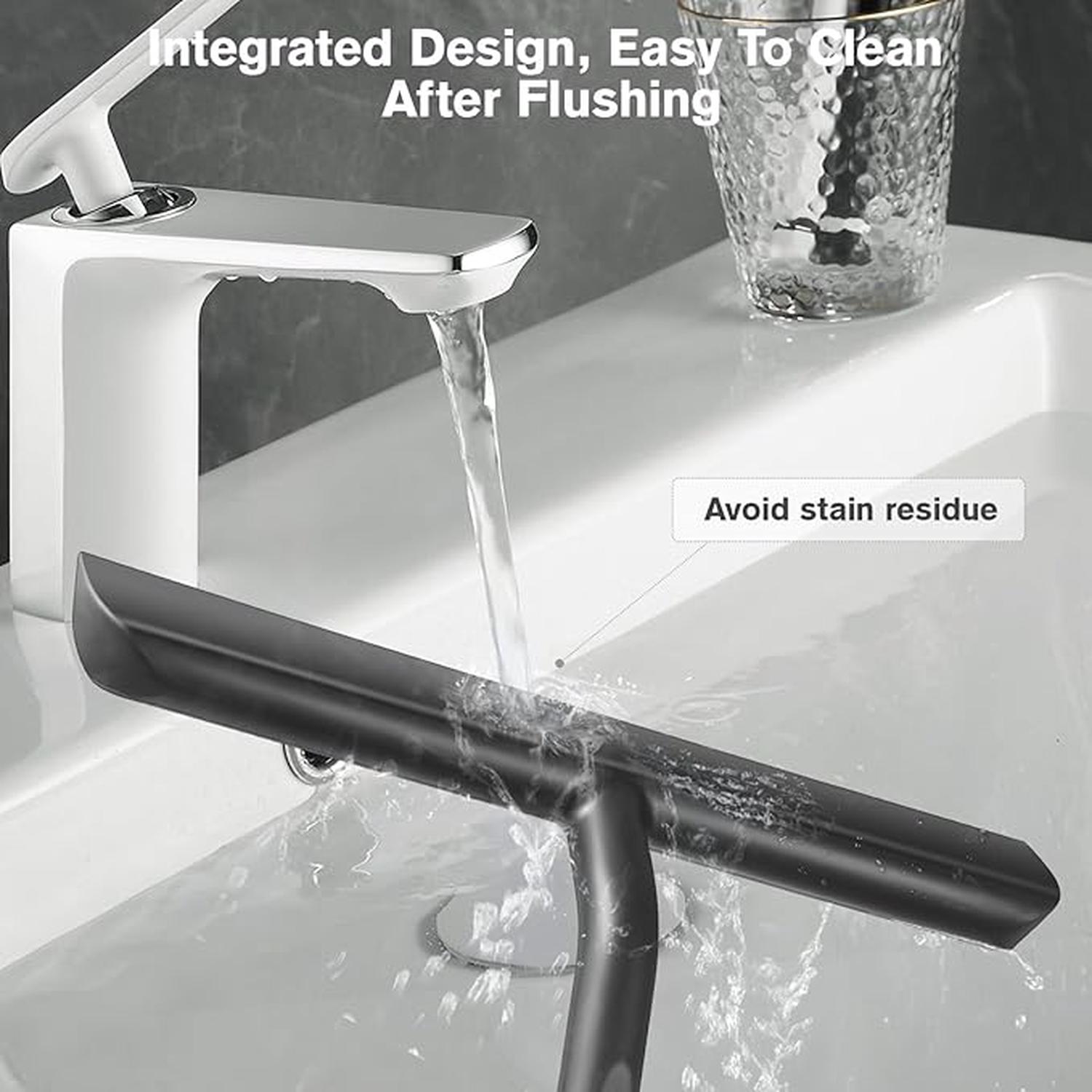 Raclette de Douche Nettoyage sans Traces pour Porte en Verre,Raclette Salle de Bain avec Support-21cm Noir,Raclette Silicone - 5